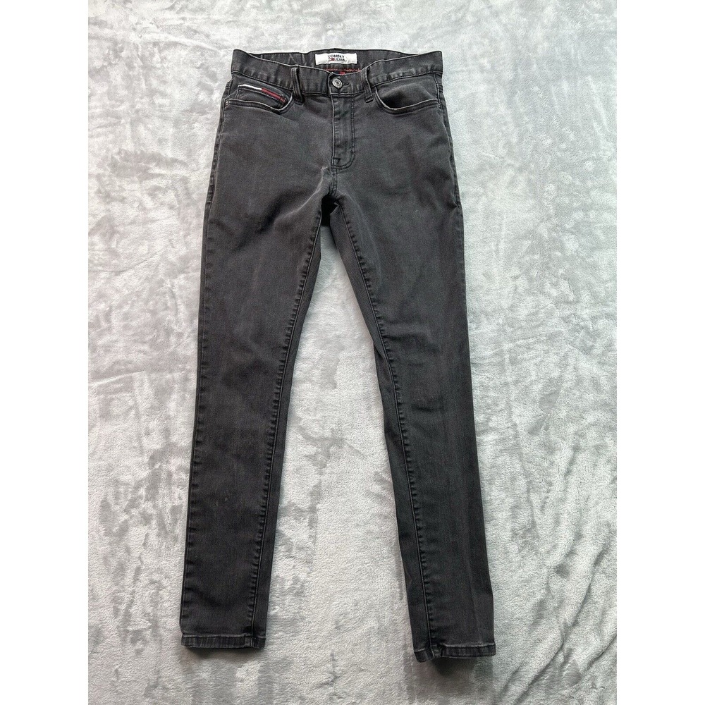 Tommy Hilfiger Jeans Mens Sz 30x32 Designer Black Jeans Skinny Mid Rise Guys
